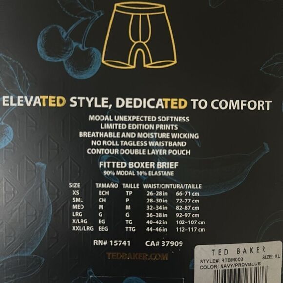 Ted Baker S/M/XL Two Pack Premium Soft Modal Prov Navy Boxer Briefs - Picture 7 of 8